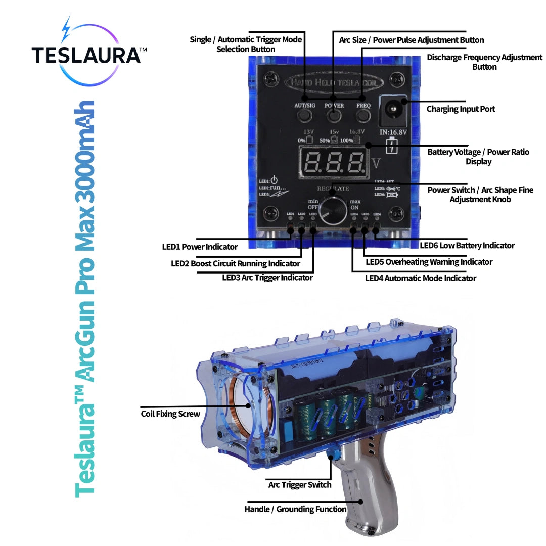 Teslaura™ ArcGun-Handheld Tesla Coil Plasma Launcher